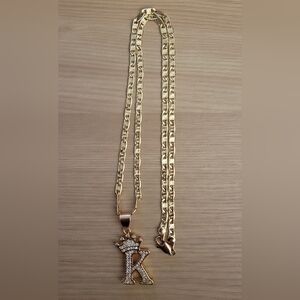 Gold Initial 'K' Pendant Necklace